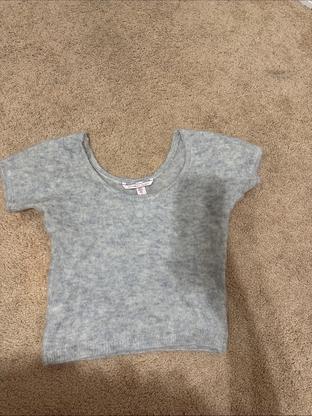 Victoria's Secret Light Blue Knit Short Sleeve Sweater Top